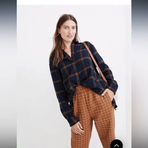 Madewell Women’s Flannel Oversized Ex-Boyfriend Shirt in Forbell Plaid